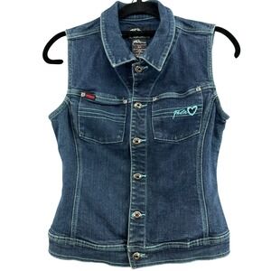 FUBU The Collection Denim Vest Streetwear Jacket Women's M